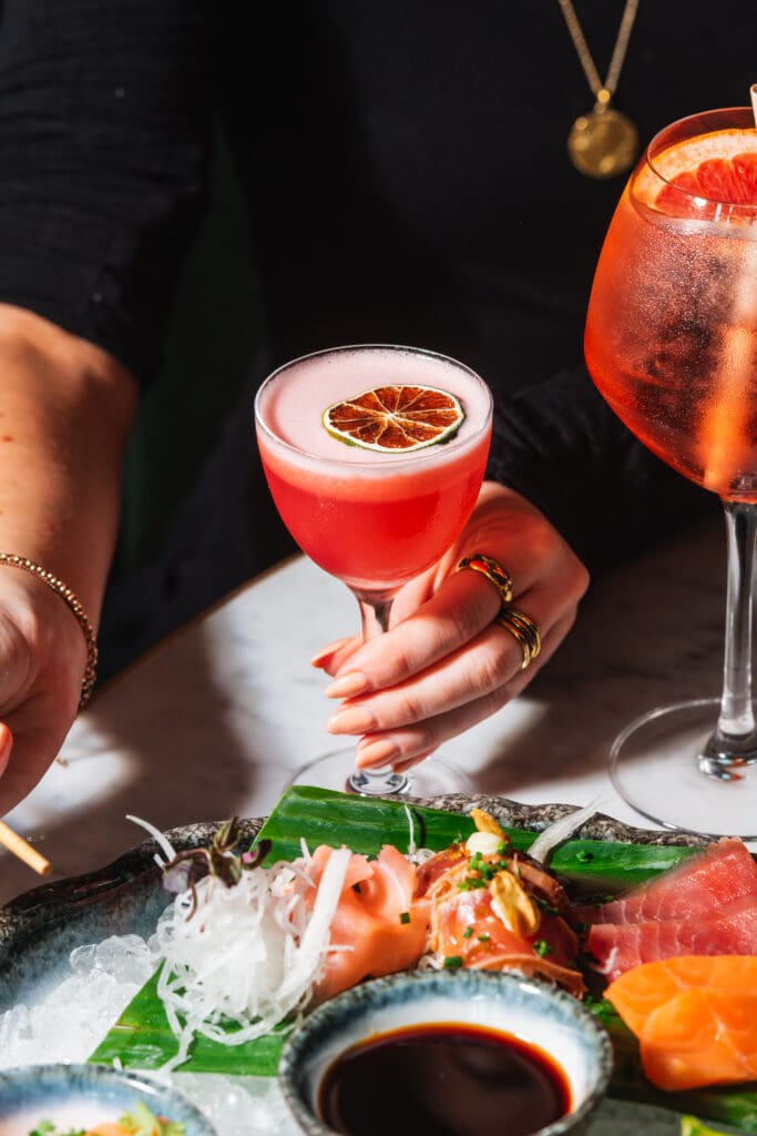 Cocktails and sushi at Individual Restaurants